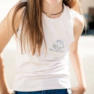 Girls Bite Back Graphic Muscle Tee Brandy Melville